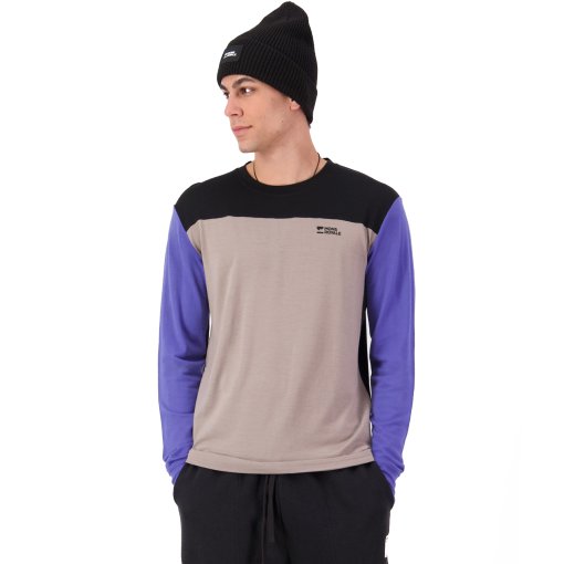 Picture of Mons Royale Yotei Merino Long Sleeve Men - cinder / blue dusk / black