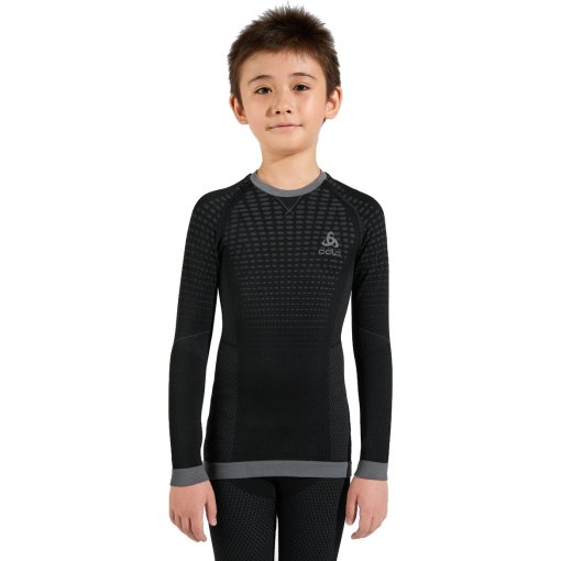 Photo produit de Odlo Maillot de Corps Manches Longues Enfant - Performance Warm - noir - odlo graphite grey