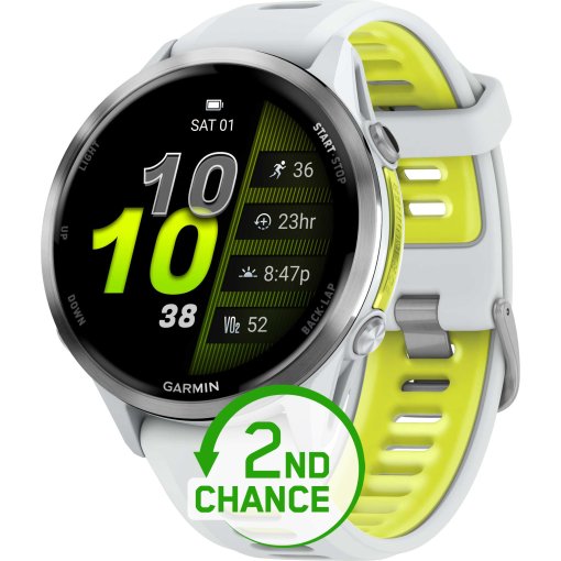 Slika izdelka Garmin Forerunner 970 GPS Smartwatch - Whitestone/Amp Yellow Titanium - 2nd Choice