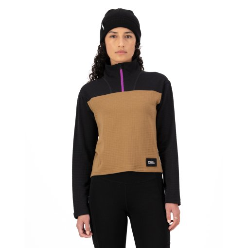 Photo produit de Mons Royale T-Shirt Manches Longues Femme - Offgrid Merino Fleece - noir / toffee