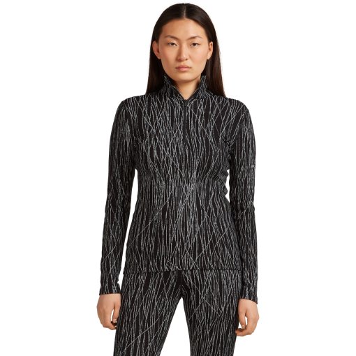 Foto de Icebreaker Camiseta Manga Larga Mujer - Merino 260 Tech Vertex Half Zip Delta Lines - Negro/Snow