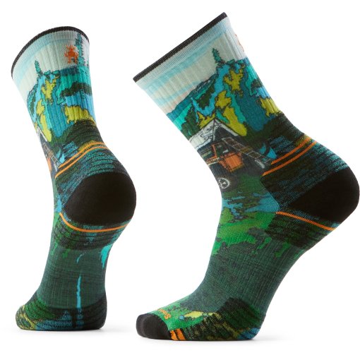 Produktbild von SmartWool Targeted Cushion Trail Trekker Print Crew Wandersocken - K18 winter moss