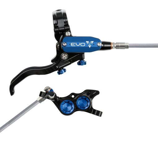 Foto de Hope Freno de disco Tech 4 EVO TR4 | Manguera de acero - negro/azul - Palanca a la derecha