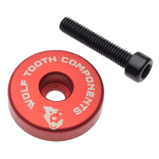Produktbild von Wolf Tooth Ultralight Ahead Kappe mit integriertem Spacer - rot
