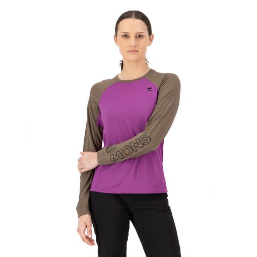 Photo produit de Mons Royale T-Shirt Manches Longues Femme - Tarn Merino - purple bolt / walnut