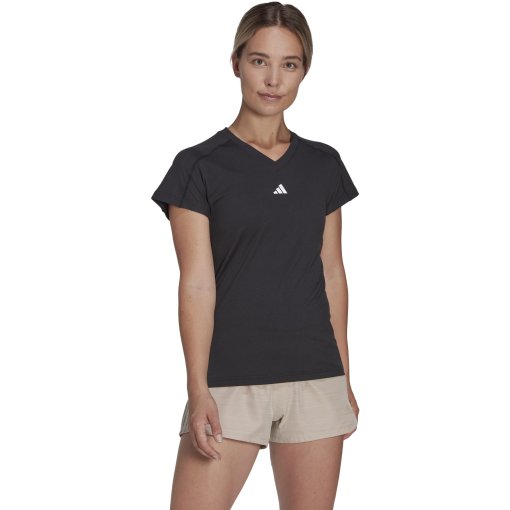 Produktbild von adidas AEROREADY Train Essentials Minimal Branding V-Neck T-Shirt Damen - black HN5543