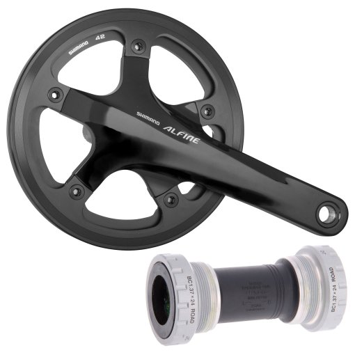 Photo produit de Shimano Alfine FC-S501 Crankset with SM-BB4600 Bottom Bracket - Outer + Inner Chain Guard - noir