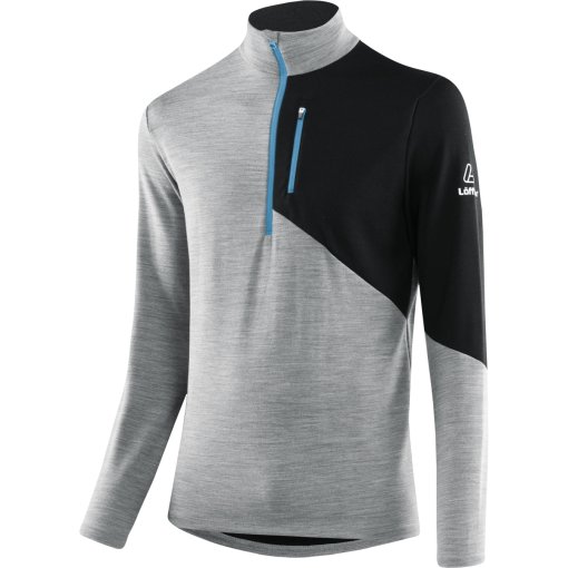 Foto de Löffler Camiseta de Manga Larga Midlayer Hombre - Block Transtex® Merino - grey melange/marin A08