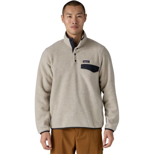 Foto de Patagonia Jersey Polar Hombre - Lightweight Synchilla Snap-T - Oatmeal Heather w/Smolder Blue