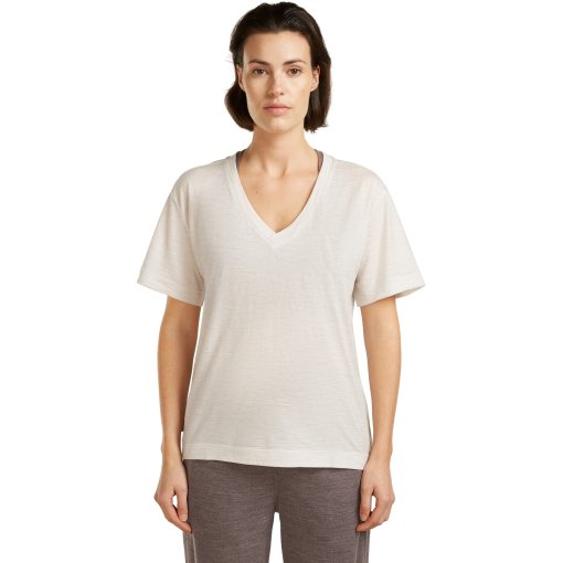 Foto de Icebreaker Merino 150 Tech Lite Relaxed V Neck Camiseta Mujer - Ecru Hthr