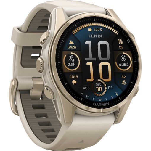 Produktbild von Garmin fenix 8 AMOLED Sapphire GPS Smartwatch - 43mm - Nebelgrau/Softgold