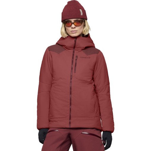 Picture of Norrona tamok thermo80 Zip Hood Jacket Women - Cowhide/Port