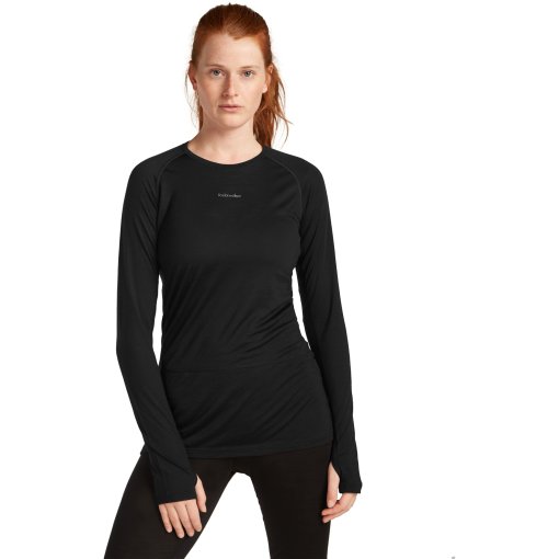 Photo produit de Icebreaker T-Shirt Manches Longues Femme - Merino 125 ZoneKnit™ Crewe - Noir