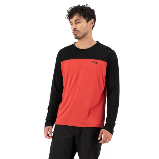 Photo produit de Mons Royale Maillot Cyclisme Manches Longues Homme - Diversion Merino - cranberry / noir