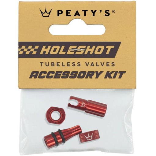Picture of Peaty&#039;s Holeshot Fast Flow Tubeless Valves Accessory Kit - red