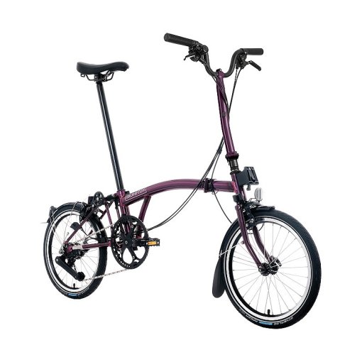 Foto de Brompton C Line Advanced - 12-Speed - High Bar - Extended Seatpost - Rear Rack &amp; Dynamo - 16&quot; Bicicleta Plegable - 2025 - amethyst lacquer