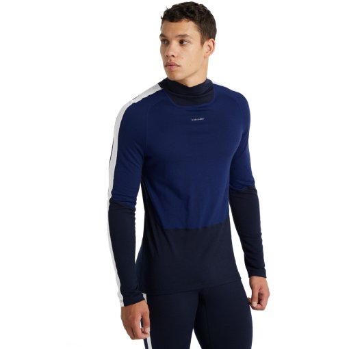 Foto de Icebreaker Camiseta Manga Larga Hombre - Merino 200 Sonebula High Neck - Mid Navy/Royal Navy/Snow
