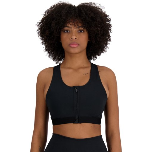 Foto de New Balance Sujetador deportivo de sujeción media Mujer - Sleek Pocket Front Zip - Negro