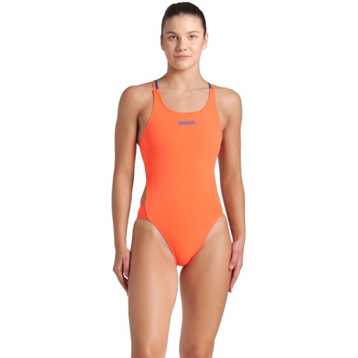 Produktbild von arena Performance Solid Tech Multi Back Badeanzug Damen - Bright Coral/Blue Cosmo
