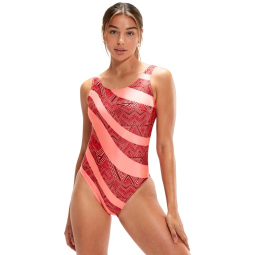 Produktbild von Speedo Printed Deep U-Back Badeanzug Damen - oxblood/soft coral