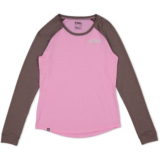Foto de Mons Royale Camiseta de Manga Larga Mujer - Icon Raglan Merino - pop pink / iron