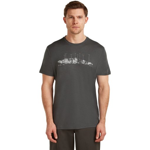 Picture of Icebreaker Merino 150 Tech Lite T-Shirt The Peaks Men - Obsidian