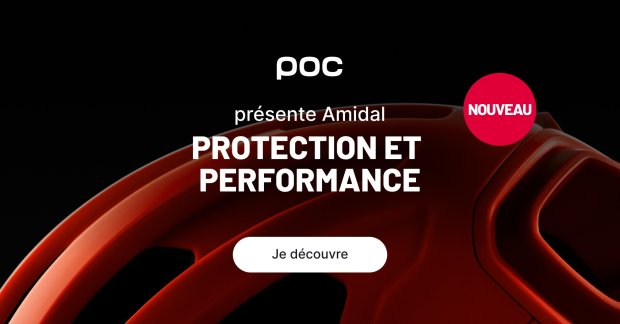 Gros plan sur le casque vélo route POC Amidal sur fond noir