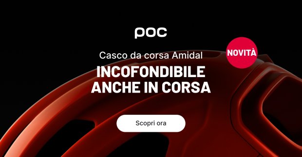 Primo piano del casco da bici da corsa POC Amidal su sfondo nero