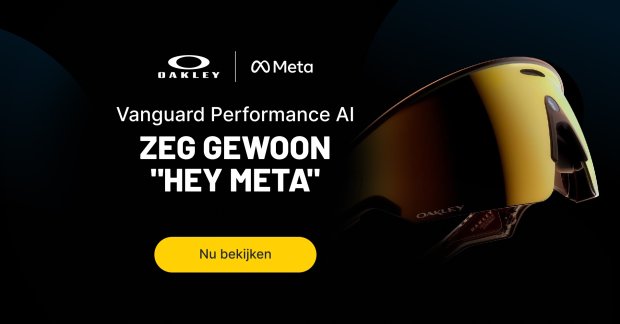 oakley-meta-26-05-hero - Oakley Meta Vanguard sportbril tegen een zwarte achtergrond