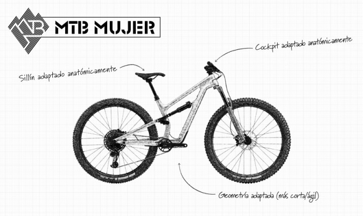 Bicicleta de montaña mujer infografia Bicicleta de montaña mujer infografia